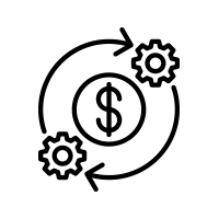 Icon: dollar sign and gears